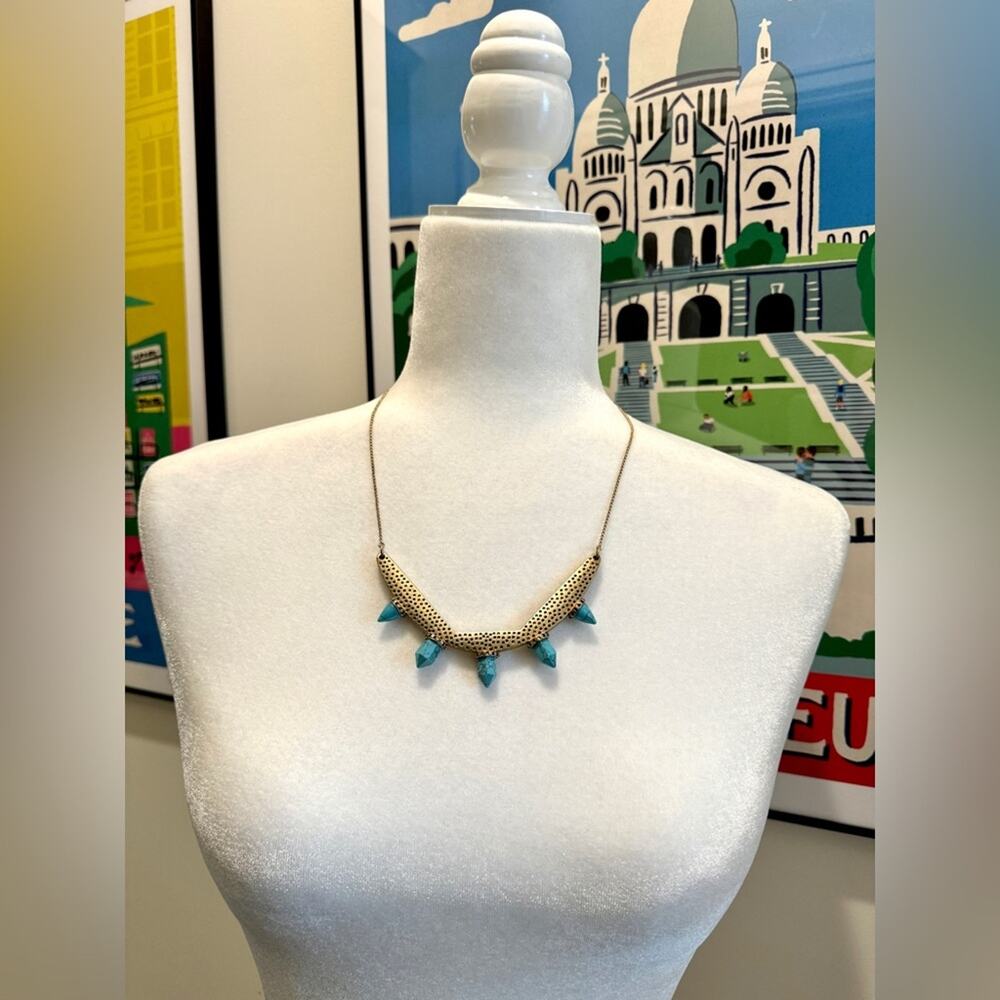 Madewell Statement Necklace - Gold and Turquoise - Picture 2 of 5